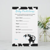 Blue Dairy Cow Farm Baby Shower Predictions Card (Stehend Vorderseite)
