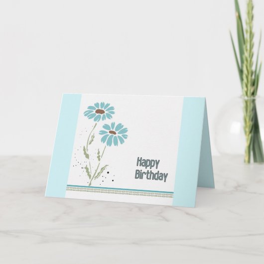 BLUE DAISIES BIRTHDAY CARD DANKESKARTE (Vorderseite)
