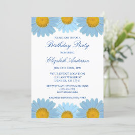 Blue Daisies Floral Birthday Einladung