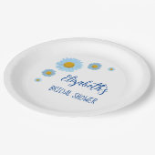 Blue Daisies Floral Brautparty Pappteller (Schrägansicht)
