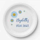Blue Daisies Floral Brautparty Pappteller (Vorderseite)