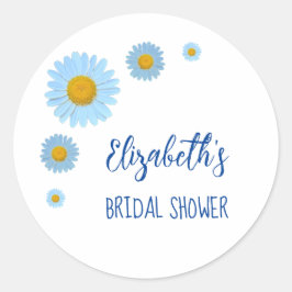 Blue Daisies Floral Brautparty Runder Aufkleber