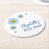 Blue Daisies Floral Brautparty Runder Pappuntersetzer (Angewinkelt)