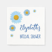 Blue Daisies Floral Brautparty Serviette (Vorderseite)