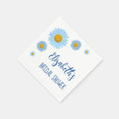 Blue Daisies Floral Brautparty Serviette (Ecke)