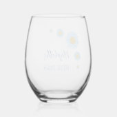 Blue Daisies Floral Brautparty Weinglas Ohne Stiel (Rückseite)