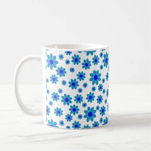 Blue Daisies | Floral Repetierendes Muster Kaffeetasse (Links)