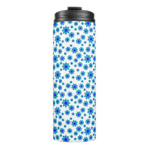 Blue Daisies Floral Repetierendes Muster Thermosbecher