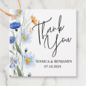 Blue Daisies Floral Wedding Danke, Geschenk Geschenkanhänger (Vorderseite)
