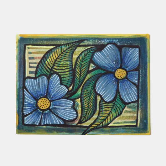 Blue Daisies Fußmatte (Vorderseite)