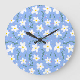Blue Daisies Große Wanduhr