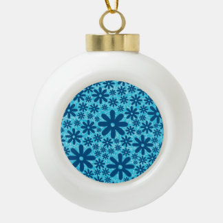 Blue Daisies Keramik Kugel-Ornament