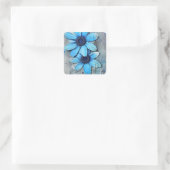 Blue Daisis Not Grungy Daisy Blume Quadratischer Aufkleber (Tasche)