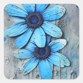 Blue Daisis Not Grungy Daisy Blume Quadratischer Aufkleber