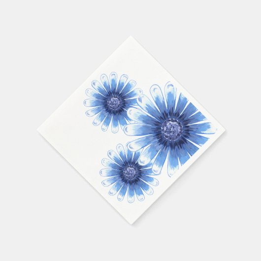Blue Daisy 3 Blume Napkin Serviette (Ecke)