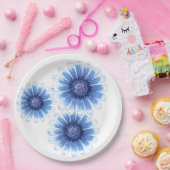 Blue Daisy 3 Blume Papierplatte Pappteller (Party)