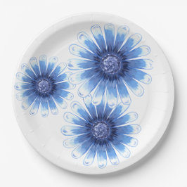 Blue Daisy 3 Blume Papierplatte Pappteller