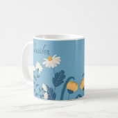 Blue Daisy April Birth Blume Tasse Floral (Vorderseite Links)