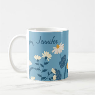 Blue Daisy April Birth Blume Tasse Floral