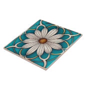 Blue Daisy Art Deco Fliese (Seite)