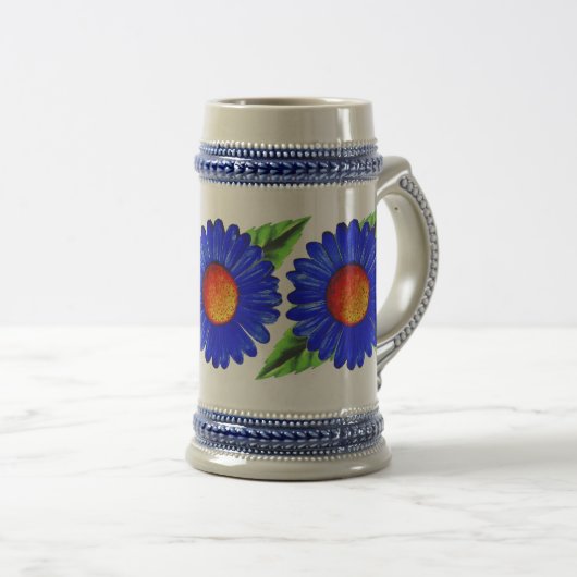 Blue Daisy Bierglas (VorderseiteRechts)