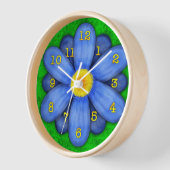 Blue Daisy Blume auf Green Beautiful Wanduhr (Winkel)