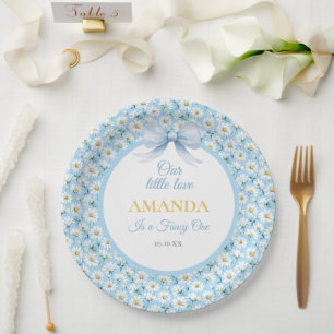Blue Daisy Blume Extravagant ONE Girl Geburtstag Pappteller