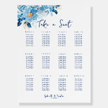 Blue Daisy Blume Hochzeitsdiagramm Poster