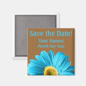 Blue Daisy Blume Save the Date Custom Magnet (Vorderseite/Rückseite)