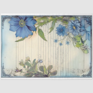 Blue Daisy Blume und Schrift ephemera Seidenpapier