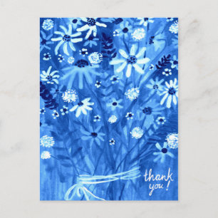 Blue Daisy Bouquet Vielen Dank Postkarte