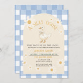 Blue Daisy Boy Goose Baby Dusche Einladung (Vorne/Hinten)