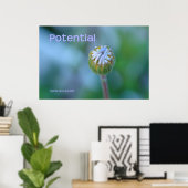 Blue Daisy Bud Foto Print/Poster - "Potenzial" Poster (Heimbüro)