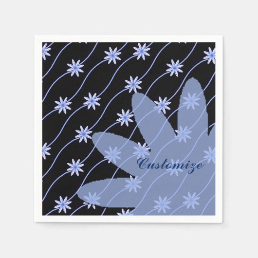 Blue Daisy Chain Floral Pattern Napkins Serviette (Vorderseite)