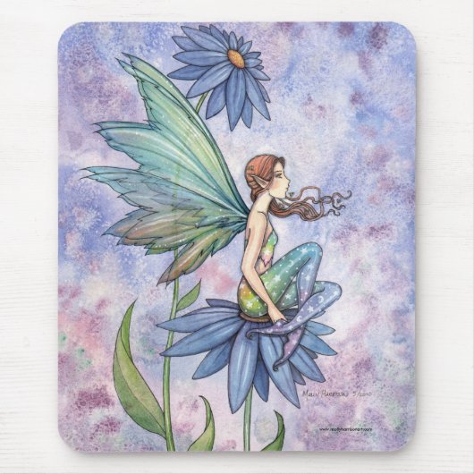 Blue Daisy Fairy Mousepad von Molly Harrison (Vorne)