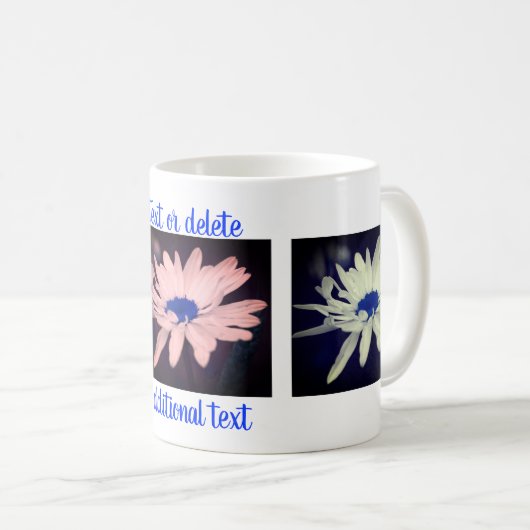 Blue Daisy Floral Art Fotografie Personalisiert Kaffeetasse (VorderseiteRechts)