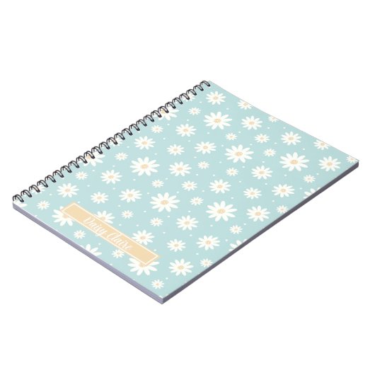 Blue Daisy Floral Custom Notebook Notizblock (Linke Seite)