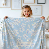 Blue Daisy Floral Girls Custom Fleece Blanket