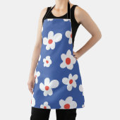 Blue Daisy Floral Pattern Playful Flower Art Schürze (InSitu)