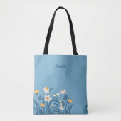 Blue Daisy Floral Tote Bag Tasche (Vorderseite)