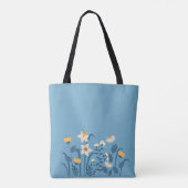 Blue Daisy Floral Tote Bag Tasche (Rückseite)