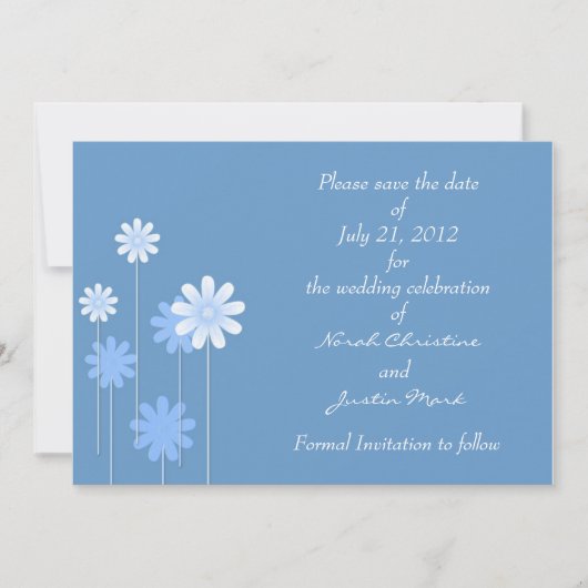 Blue Daisy Formal Save the Date Postcard (Vorderseite)