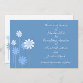 Blue Daisy Formal Save the Date Postcard (Vorne/Hinten)