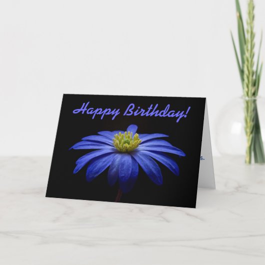 Blue Daisy Gerbera Blume Happy Birthday Karte (Vorderseite)