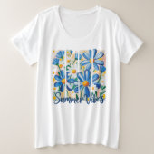 Blue Daisy Große Größe T-Shirt (Design vorne)