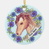 Blue Daisy Horse Keramik Ornament (Vorne)