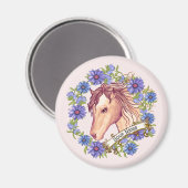 Blue Daisy Horse Magnet (Vorderseite/Rückseite)