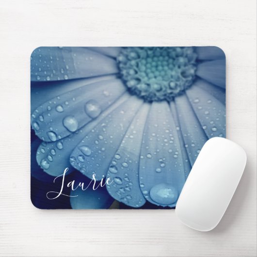 Blue Daisy mit Dew Drops Mouse Pad Mousepad (Mit Mouse)