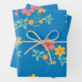 Blue Daisy Niedlich Bouquet Pattern Moderne Geschenkpapier Set (Beispiel)