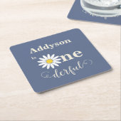 Blue Daisy Onederful First Birthday Rechteckiger Pappuntersetzer (angewinkelt)